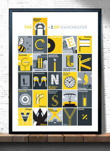 The A-Z of Manchester Poster Print